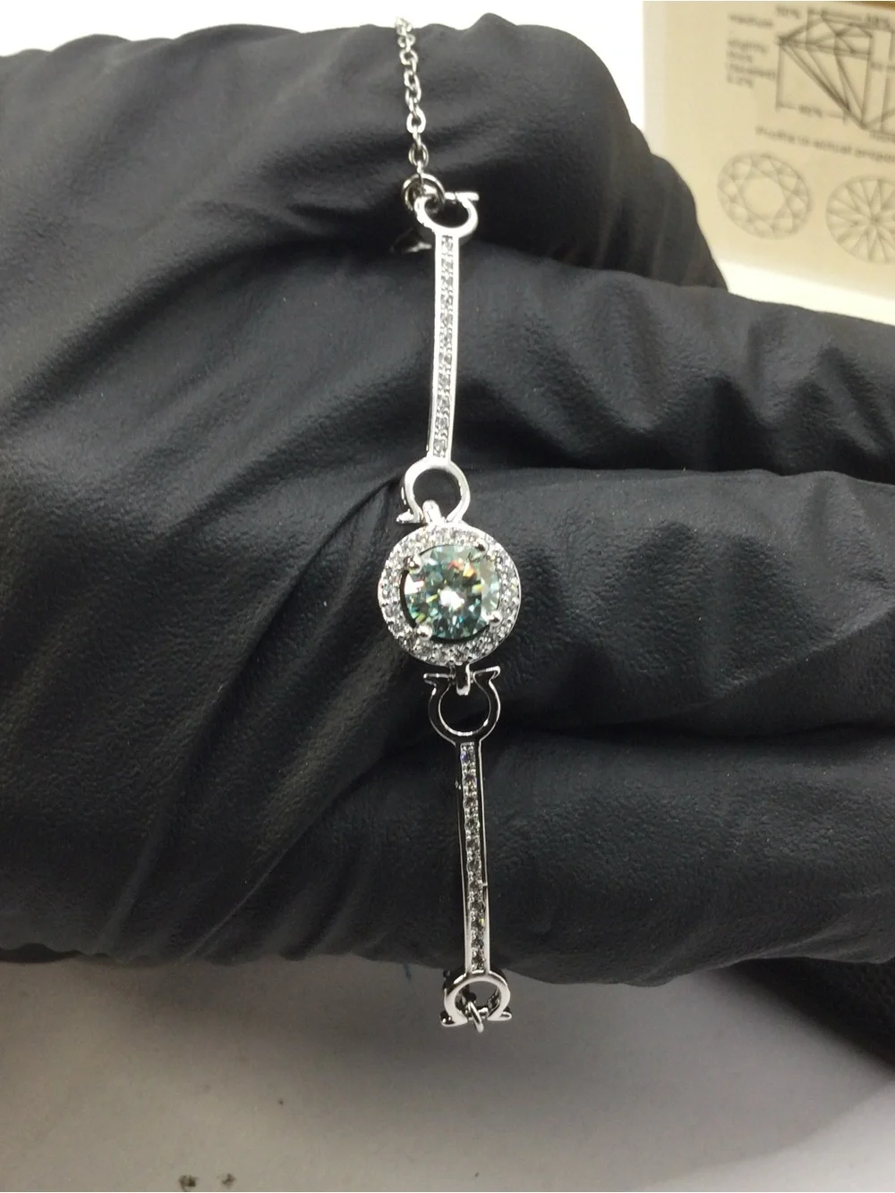 GRA Moissanite Bracelet in Silver with Center Stone